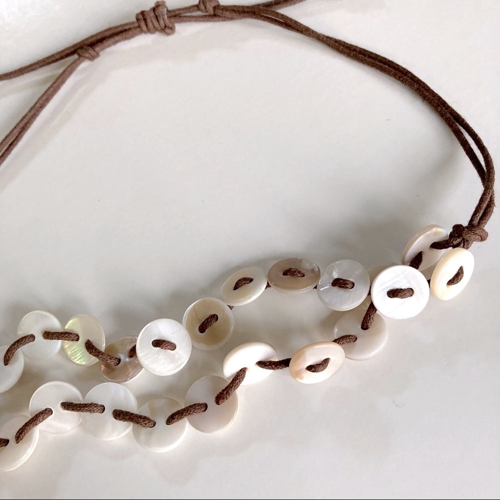 American Eagle Shell Button Pull String Necklace … - image 6